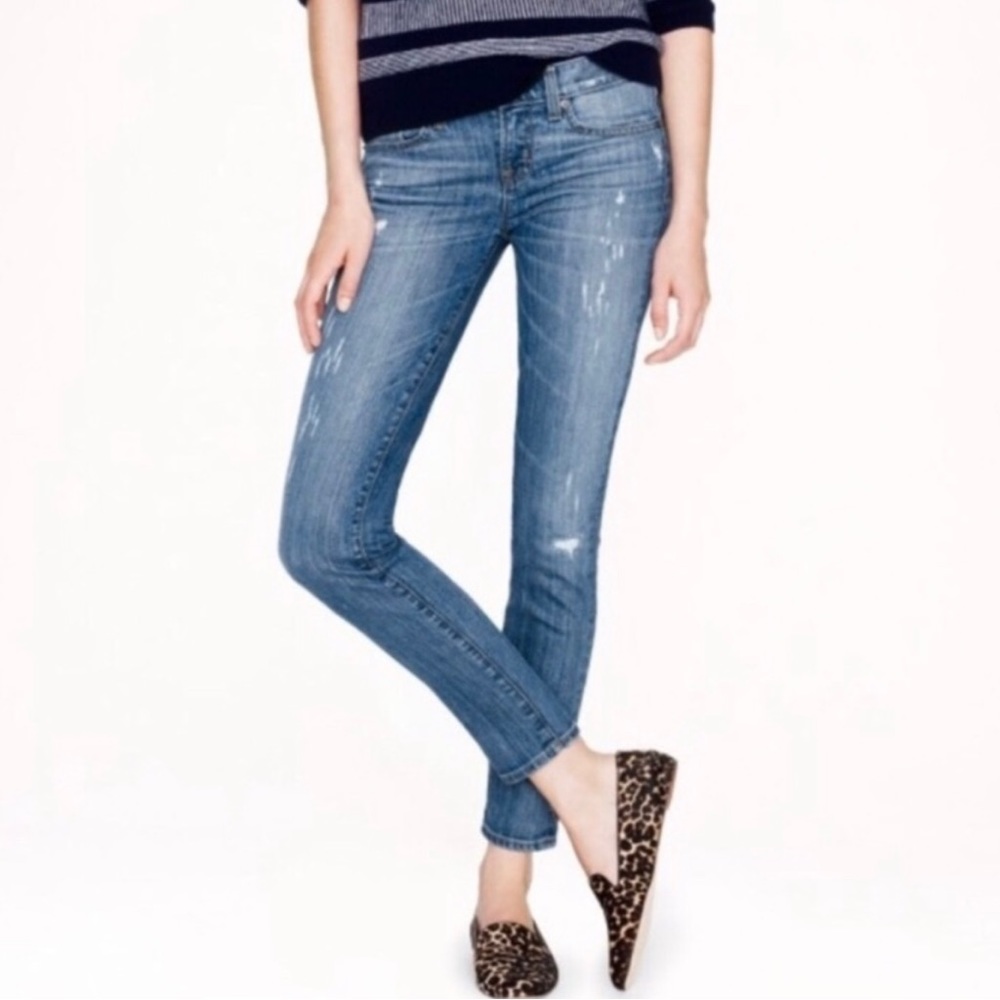 J. Crew Distressed Razor Frayed Toothpick Skinny Jeans